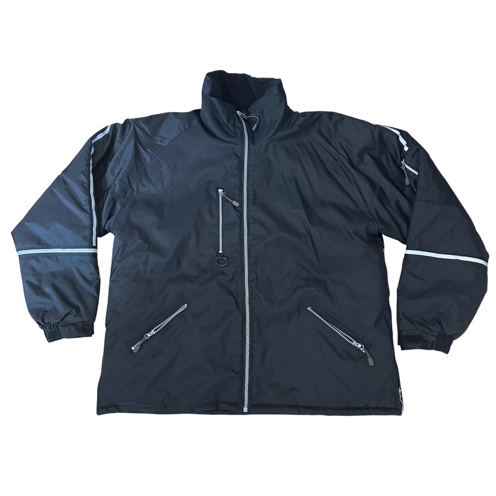 GAME Sportswear Black‎ Quilted Lined Zippered Jacket Reflective Mens 2XL